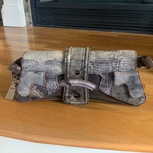 Vintage GianFranco Ferre purse snakeskin and brown suede, excellent condition